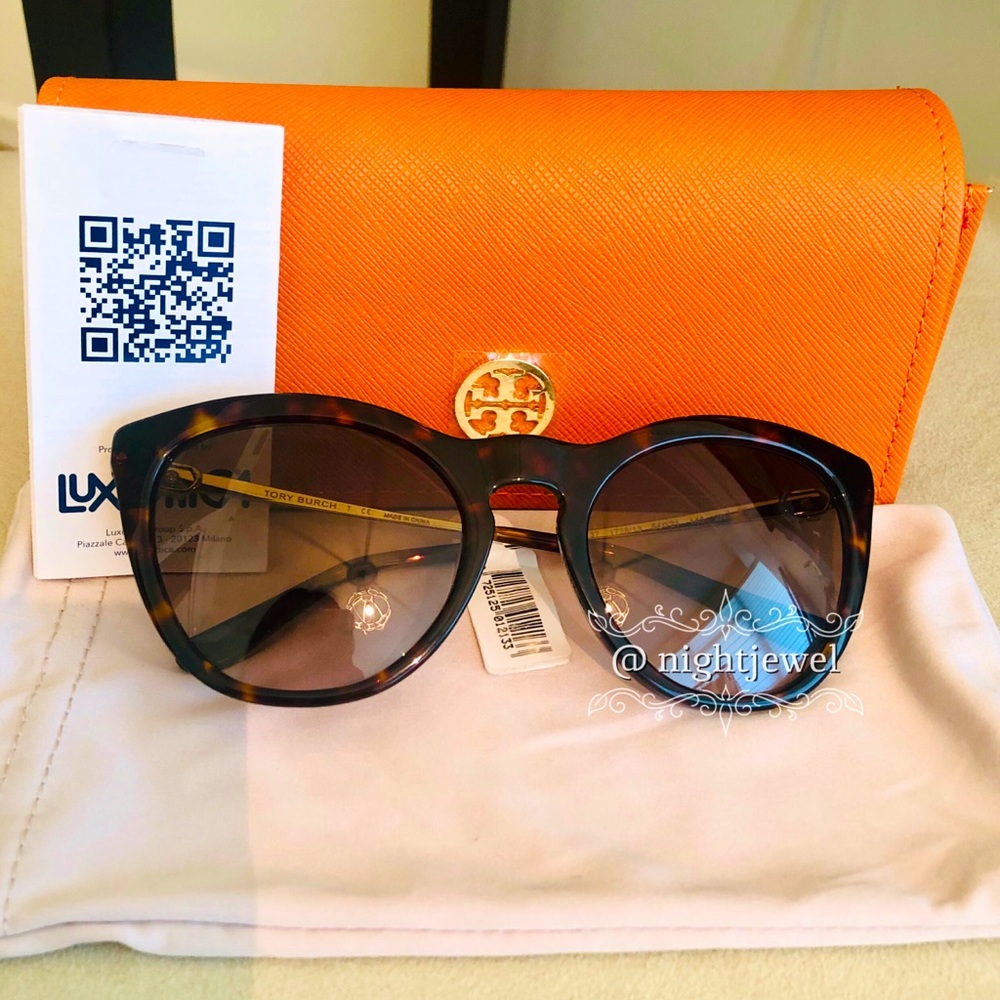 🔥SOLD🔥 Tory Burch🧡Cat Eye sunglasses Tortoise Gemini - Picture 8 of 9